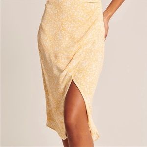 Yellow Floral Midi Abercrombie & Fitch Skirt